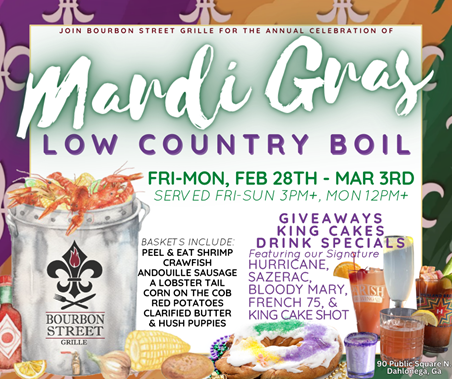 Mardi Gras Low Country Boil in Dahlonega!