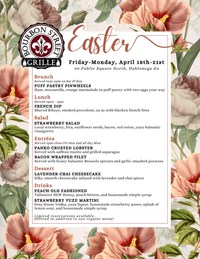 Bourbon Street Grille Easter Menu 2025
