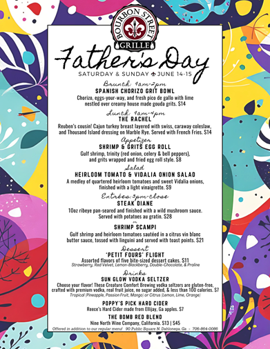 FathersDayMenuBourbonStreetGrille