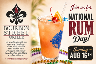 National Rum day Hurricane and more bar specials